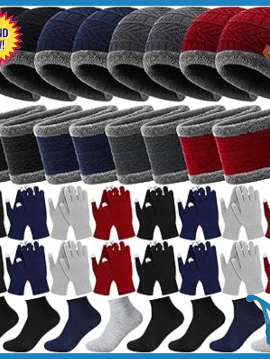 240-Piece Winter Accessory Bundle: Beanie Gloves Scarf Socks Earmuffs main image 7